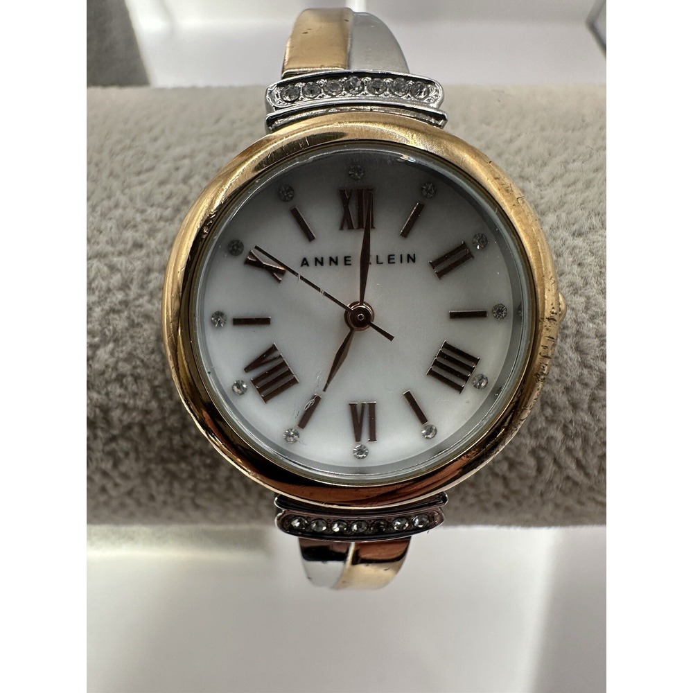 Anne Klein AK/2245GL Two Tone Quartz Analog Women's Watch 26MM 7" New Battery Q